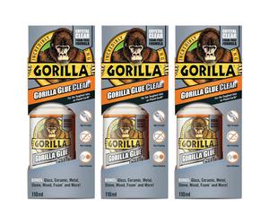 3 x Gorilla Glue Clear Adhesive All Purpose Extra Strong Waterproof - 110ml
