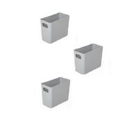 3 X Grey Wham Plastic Slim Rectangle Studio Handy Storage Basket 20Cm X 10Cm 1.4L