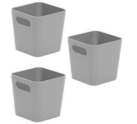 3 X Grey Wham Plastic Square Studio Handy Storage Basket Tumbler 10Cm X 10Cm 720Ml
