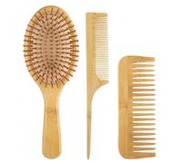 3 X Hair Comb, Made of Bamboo, Natural Bamboo, Suitable for Women, Men and Children, Can Massage The Head Leather, Suitable for Thick Hair, Fine Hair, Curly Hair, Dry Hair