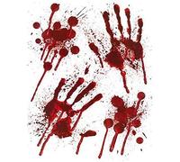 3 X Halloween Bloody Hands Window Stickers - Bloody designs HAND PRINTS with Blood Splatter