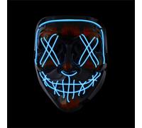 3 x Halloween Mask Purge LED Blue - Costume Mask Controllable for Halloween, Fancy Dress & Carnival as Costume & Fancy Dress for Men and Women (Choice of Colours) (3 x Blue)