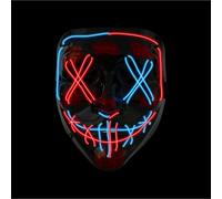 3 x Halloween Mask Purge LED Blue/Red - Costume Mask Controllable for Halloween, Fancy Dress & Carnival as Costume & Fancy Dress for Men and Women (Choice of Colours) (3 x Blue/Red)