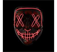 3 x Halloween Mask Purge LED Red - Costume Mask Controllable for Halloween, Fancy Dress & Carnival as Costume & Fancy Dress for Men and Women (Choice of Colours) (3 x Red)