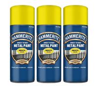 3 x Hammerite YELLOW 400ml Direct To Rust Smooth Quick Drying Spray Paint