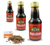 3 x Hans Rum Style Essence 25ml - Alcohol-Free Flavouring, Makes 2.25L, Includes Free French Oak Chips