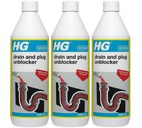3 x HG Drain And Plug Unblocker Blockages Effectively Liquid Cleaner - 1Litres