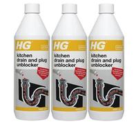 3 x HG Kitchen Drain And Plug Unblocker - 1 Litre