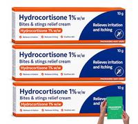 3 x Hydrocortisone Cream 1% w/w - Bite and Sting Cream for Mosquito and Bee Sting Treatment, Anti-Itch Cream and Redness Solution, (3 x 10g Tube) Peakwise Bundle Relief Guide (Brand May Vary)