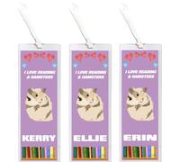 3 x I Love Reading & Hamsters/Hamster -Personalised Bookmark 155 X 55 mm Laminated Wth Tasel