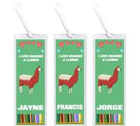 3 x I Love Reading & Llamas/Llama -Personalised Bookmark 155 X 55 mm Laminated Wth Tasel