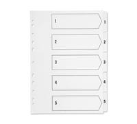 3 x Index A4 Multi-Punched 1-5 Reinforced Board Clear Tabbed KF01527 - White