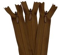 3 X Invisible Zips | Brown, 14 Inch / 35cm | Closed-Ended Concealed Zipper for Sewing by UMTMedia®