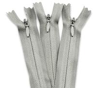 3 X Invisible Zips | Grey, 8 Inch / 20cm | Closed-Ended Concealed Zipper for Sewing by UMTMedia®
