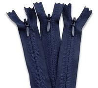 3 X Invisible Zips | Navy, 26 Inch / 65cm | Closed-Ended Concealed Zipper for Sewing by UMTMedia®