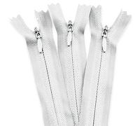3 X Invisible Zips | White, 8 Inch / 20cm | Closed-Ended Concealed Zipper for Sewing by UMTMedia®
