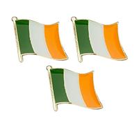 3 X Ireland National Flag Metal Enamel Pin Badges - 1.9 x 1.6 cm Irish Tricolour Lapel Pins - Hard Enamel with Secure Clasp for National Pride, Cultural Events, Travel, and Collectors