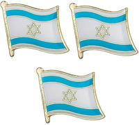 3 X Israel Star of David Israeli Zion Nation Country Flag Lapel Pin Badge - 1.9cm x 1.6cm Each - Set of 3 Hard Enamel Pins - Israeli National Symbol Lapel Badge