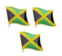 3 x Jamaica Flag Lapel Pins - Jamaican National Enamel Badge Set - Caribbean Country Flag Accessories - Size: 1.6cm x 1.9cm