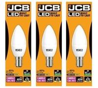 3 X JCB 6w = 40w LED Opal Candles - 3000k - Warm White (6w = 40w, Small Bayonet Cap (SBC) [Energy Class A+]