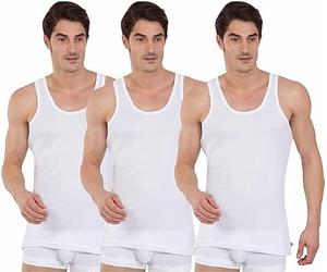 3 X JOC-Key Men Modern Classic White Basic Undershirt 8820- Comfy Fit-Basic Vest (XL)