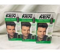 3 x JUST FOR MEN Original Formula Shampoo In Hair Colour REAL BLACK H55