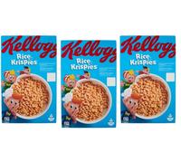 3 x Kellogg's Rice Krispies Puffed Rice with Vitamins and Minerals 340 g Pack Cereal as a Breakfast or Snack in between
