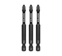 3 x KELSON PH2 75mm Phillips 2 Impact Rated Screwdriver Bits 1/4" Universal