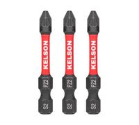 3 x KELSON PZ2 50mm Pozi 2 Impact Rated Screwdriver Bits 1/4" Universal