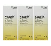 3 X Ketostix Strips Reagent for urinalysis Ketone 50 Tests