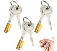 3 x Keyhole Locks for Room Doors with Keys, Mortice Lock for Doors, Chastity Belt, Locker Doors, Bronze