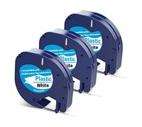 3 x Labels Compatible with Dymo Label Tape Letratag 12 mm x 4 m Tapes Compatible with Dymo Letratag Labeling Machine XR LT-100H LT-100T, Black on White