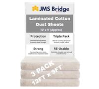 3 x Laminated Cotton Dust Sheets for Decorating & Painting 12' x 9' (3.6m x2.7m) |Drop Cloth |Paint Sheets | Painting & Paint Cover Sheets | Dust Sheets for Furniture | Reusable