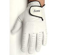 3 x Left hand Men's Golf Glove Personalised with your name, Real Leather (white, Large)