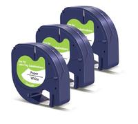 3 x Letratag Label Tape Compatible with Dymo Label Tape White 12mm x 4m 91200 S0721510 Refill for DYMO Letra Tag 100H 100T 200B XR XM QX50 2000 Label Maker
