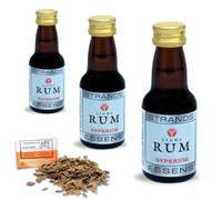 3 x Light Rum Style Essence 25ml - Alcohol-Free Flavouring, Makes 2.25L, Includes Free French Oak Chips