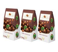 3 x Lindat Gourmet Eggs Dark Chocolate with Whole Roasted Hazelnuts 130g - For Easter Best gift for Friends & Family