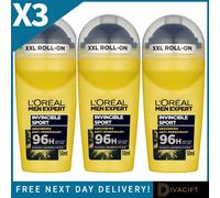 3 x LOREAL MEN EXPERT ROLL ON INVINCIBLE SPORT ANTI-PERSPIRANT DEODORANT 50ML