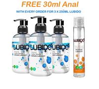 3 x Lubido Water Based Lubricant 250ml Pump Packs + FREE 30ml Anal-Ease