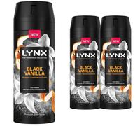 3 x Lynx Black Vanilla Deodorant Body Spray 150ml