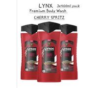 3 x Lynx Cherry Spritz Premium Body Wash - Red Apple & Amber Scent 3x400ml Pack