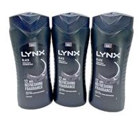 Lynx Black 3-in-1 Body Wash Body Cleanser shower gel with a frozen pear & cedarwood scent for an all day fresh & clean feel 500 ml