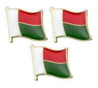 3 X Madagascar National Flag Metal Enamel Lapel Pin Badge - 1.9 x 1.6 cm Red White Green Tricolour - Hard Enamel Finish, Travel, Events, and Collectors