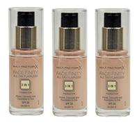 3 x Max Factor Facefinity All Day Flawless 3in1 Foundation - Golden 75 30ml
