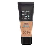 Maybelline Fit Me Foundation, Lightweight Medium Coverage, Blendable With a Matte and Poreless Natural Finish, For Normal to Oily Skin, Shade: 238 Rich Tan, 30ml