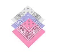 3 x Men's/Women's/Children's Paisley Pattern Bandana Head/Neck Scarf/Neckerchief/Handkerchief/Head Tie 100% Cotton (White,Lilac,Baby Pink)