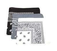 3 x Men's/Women's Paisley Pattern Bandana Head/Neck Scarf 100% Cotton (Black, White, Grey)