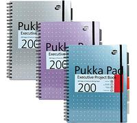 3 X Metallic Executive Project Book A4, Silver/Pink/Blue Pack of 3