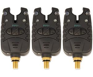 3 x Michigan Carp And Pike Fishing Bite Alarm - Waterproof Night Light with Drop Back Function & Jack Plug