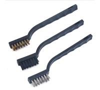 3 x Mini Wire Brush Set Cleaning Removing Rust Stainless Steel Brass Nylon Metal Work Welding Slag Dirt
